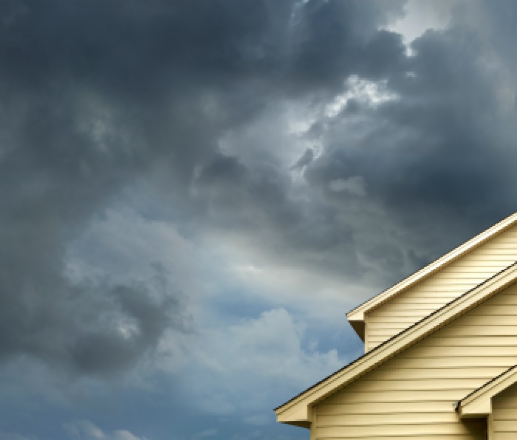 home in stormy day