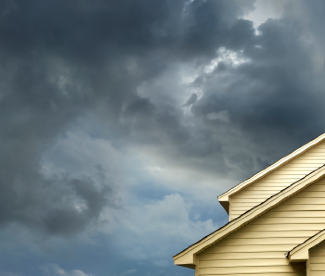 home in stormy day